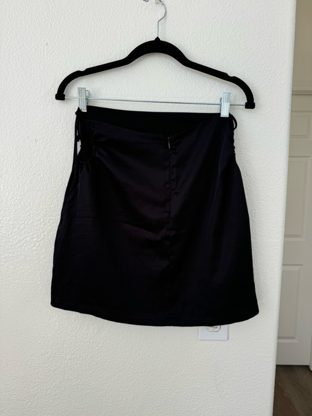 Garage Black Women's Satin Mini Skirt with Adjustable Ties Size Extra Small